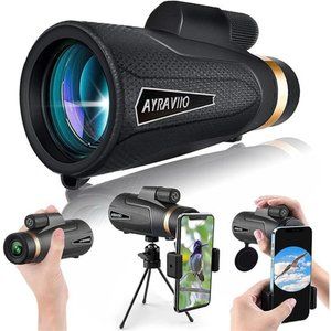 12×60 Monocular Telescope with Smartphone Holder & Upgraded Tripod, High Powered